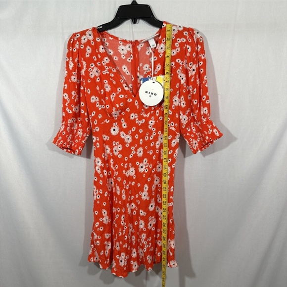 NWT $45 RIXO for Target [ 2 ] Floral Puff Sleeve Swing‎ Dress in Red Daisy - Picture 5 of 15